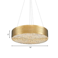 6-Bulb Drum Chandelier Light Postmodern Gold K9 Crystal Pendant - Rebooters