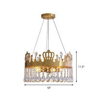 5-Light Crown Chandelier Light Fixture Minimal Gold Crystal Drop Ceiling Lamp - Rebooters