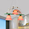 Pink Glass Bell Chandelier Kids 3-Light Pendant Lighting - Rebooters