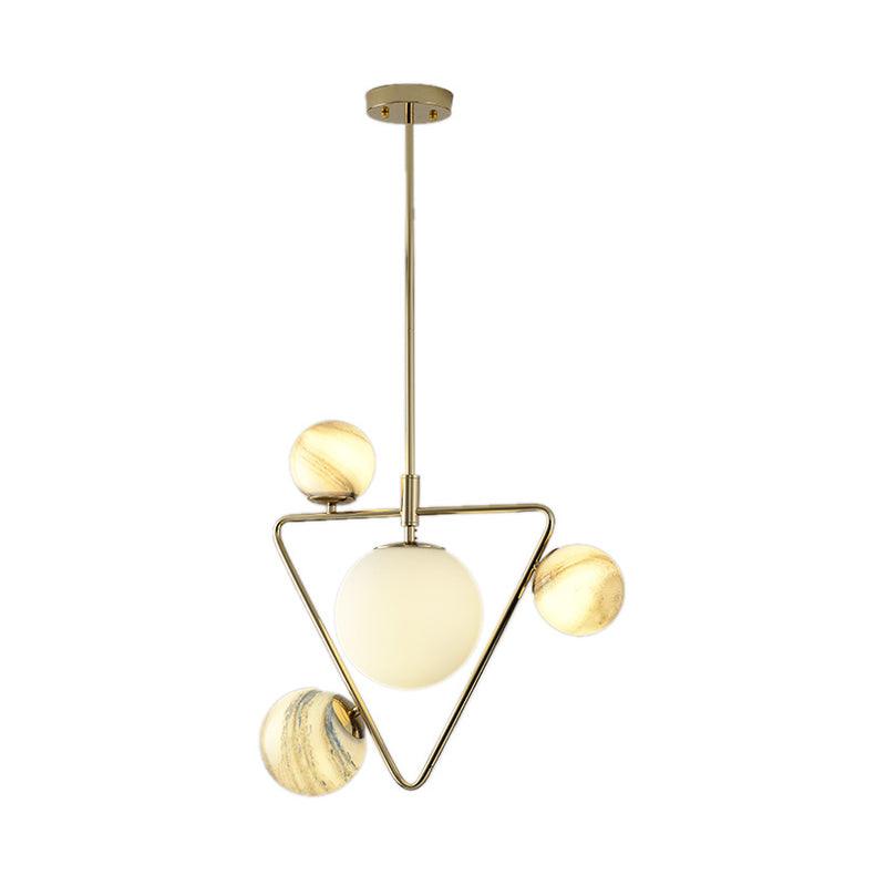 Nordic Ball Chandelier Light Frosted Glass 4-Bulb Gold Pendant - Rebooters