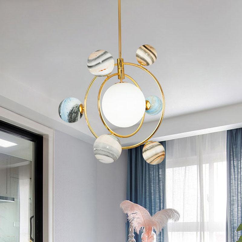 7-Light Nursery Pendant Nordic Gold Chandelier Light Fixture - Rebooters