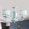 Macaroon 3/6 Bulbs Pendant Light Pink Blue Drum Chandelier - Rebooters