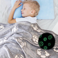 Glow-in-the-Dark Football Blanket – 130 × 150 cm, Kids, Soft Throw, Luminous Print