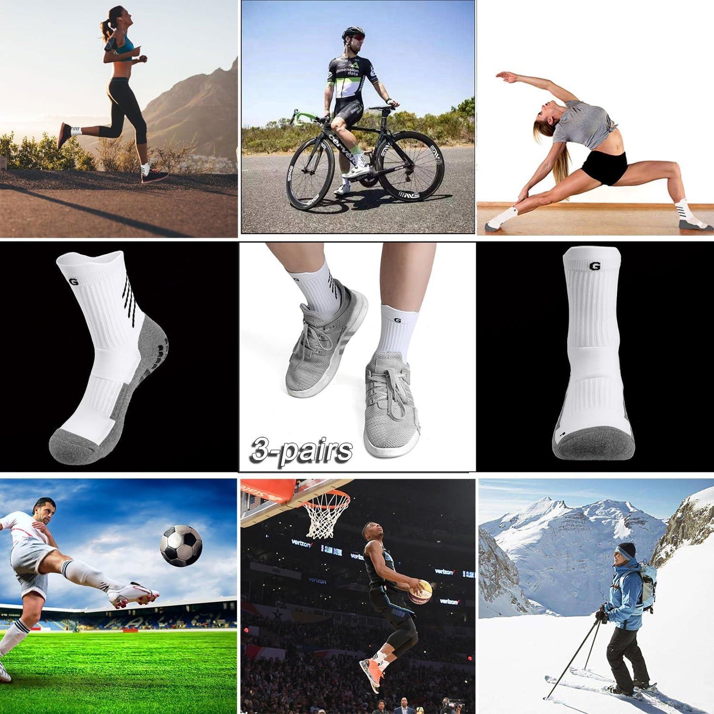 Rebooters Anti-Slip Grip Sports Socks – Cushioned, Breathable Cotton Blend, Unisex