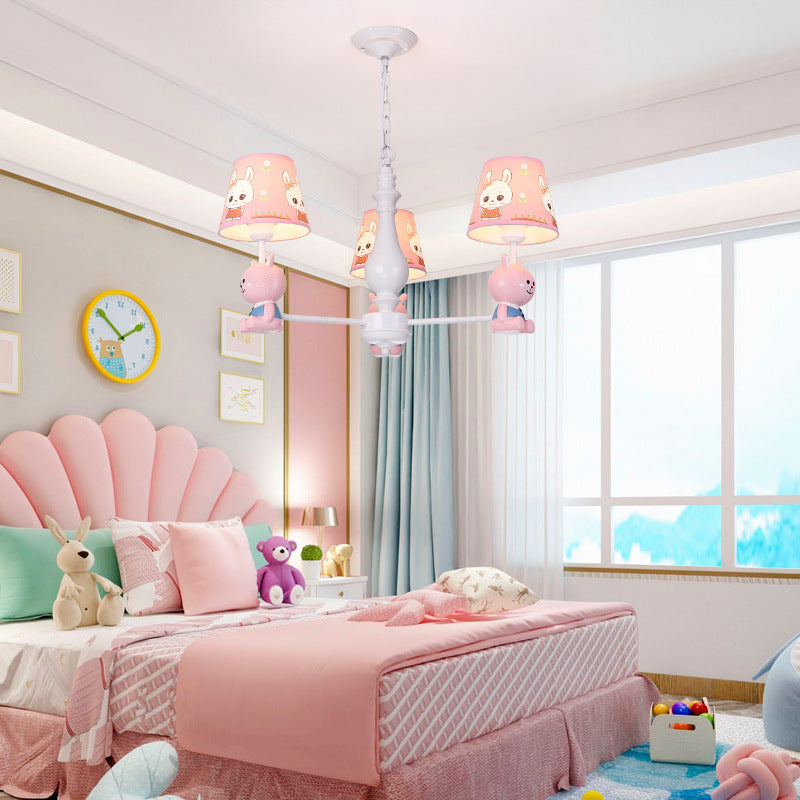 Girls Bedroom Bunny Hanging Lights Metal Animal Pink Pendant Light - Rebooters