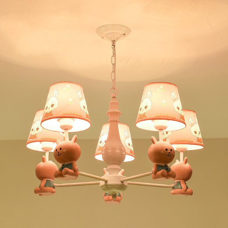 Girls Bedroom Bunny Hanging Lights Metal Animal Pink Pendant Light - Rebooters