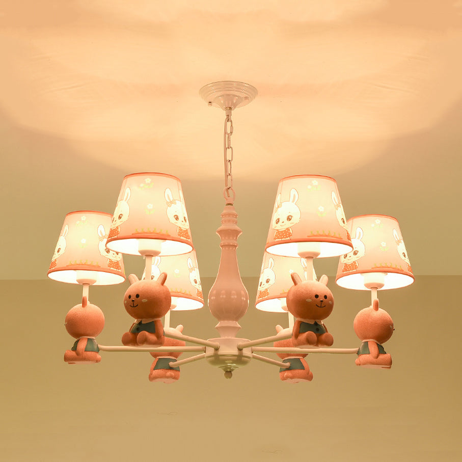 Girls Bedroom Bunny Hanging Lights Metal Animal Pink Pendant Light - Rebooters