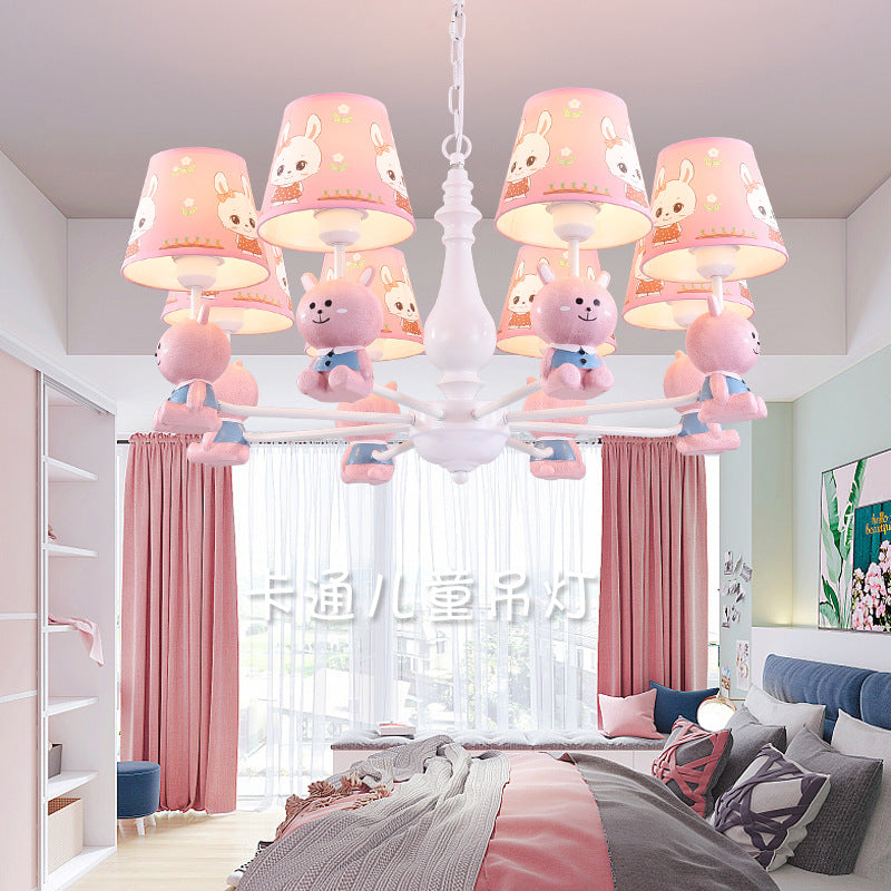 Girls Bedroom Bunny Hanging Lights Metal Animal Pink Pendant Light - Rebooters