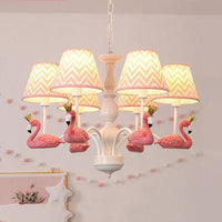 Bedroom Trapezoid Shade Hanging Ceiling Lamp with Swan Fabric - Rebooters