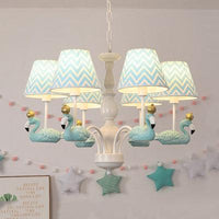 Bedroom Trapezoid Shade Hanging Ceiling Lamp with Swan Fabric - Rebooters