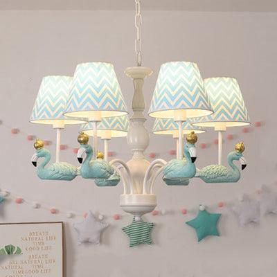 Bedroom Trapezoid Shade Hanging Ceiling Lamp with Swan Fabric - Rebooters