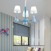 Nordic Tapered Shade Hanging Ceiling Lamp with Horse Fabric Chandelier - Rebooters