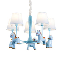 Nordic Tapered Shade Hanging Ceiling Lamp with Horse Fabric Chandelier - Rebooters