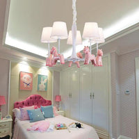 Nordic Tapered Shade Hanging Ceiling Lamp with Horse Fabric Chandelier - Rebooters