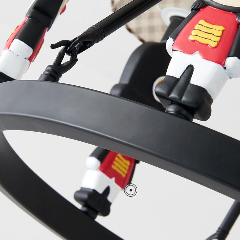 Brown Fabric Tapered Chandelier with Cartoon Man 6 Lights - Rebooters