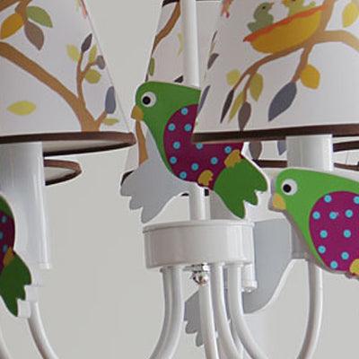 Animal Tapered Shade Hanging Lamp with Bird 5 Lights - Rebooters