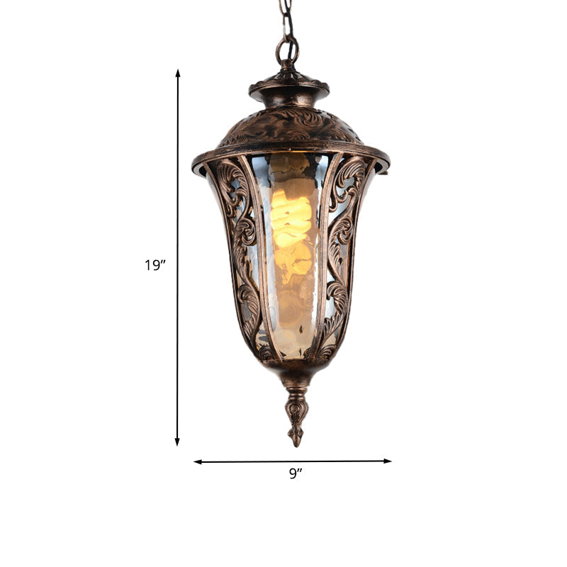 Urn Amber Glass Down Lighting Lodge 1 Bulb Outdoor Pendant - Rebooters