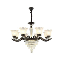 Bellflower Dining Room Pendant Chandelier Vintage Crystal 6-Light Black Fixture - Rebooters