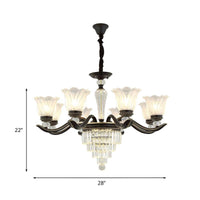 Bellflower Dining Room Pendant Chandelier Vintage Crystal 6-Light Black Fixture - Rebooters