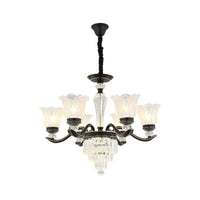 Bellflower Dining Room Pendant Chandelier Vintage Crystal 6-Light Black Fixture - Rebooters