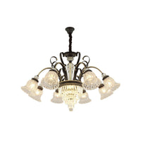 6/8 Heads Clear Glass Chandelier Countryside Black Bell Lamp - Rebooters