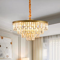 4/6 Lights Chandelier Pendant Retro Conical Crystal Panel Light Gold - Rebooters