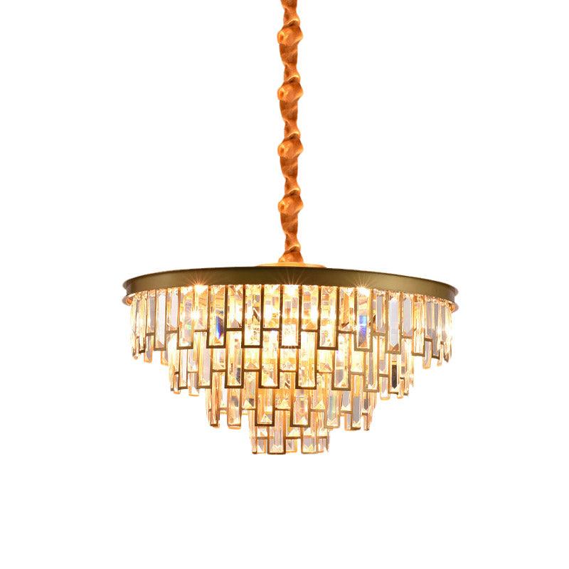 4/6 Lights Chandelier Pendant Retro Conical Crystal Panel Light Gold - Rebooters