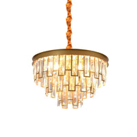 4/6 Lights Chandelier Pendant Retro Conical Crystal Panel Light Gold - Rebooters