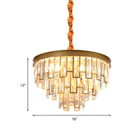 4/6 Lights Chandelier Pendant Retro Conical Crystal Panel Light Gold - Rebooters