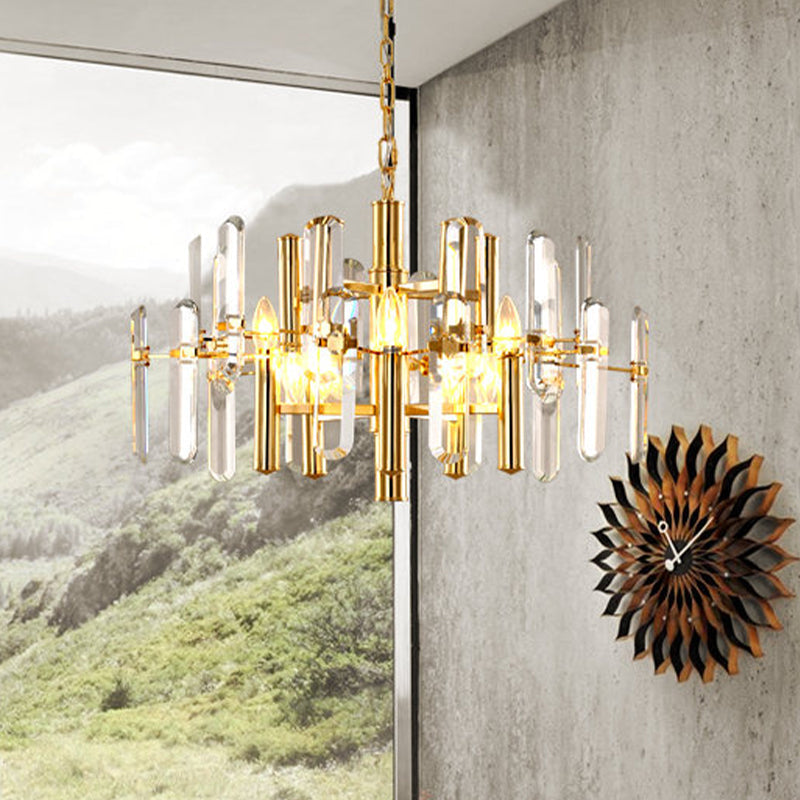 2 Tiers Living Room Chandelier Postmodern Crystal 8/10 Heads Polished Gold Pendant Ceiling Light - Rebooters