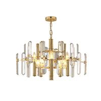 2 Tiers Living Room Chandelier Postmodern Crystal 8/10 Heads Polished Gold Pendant Ceiling Light - Rebooters