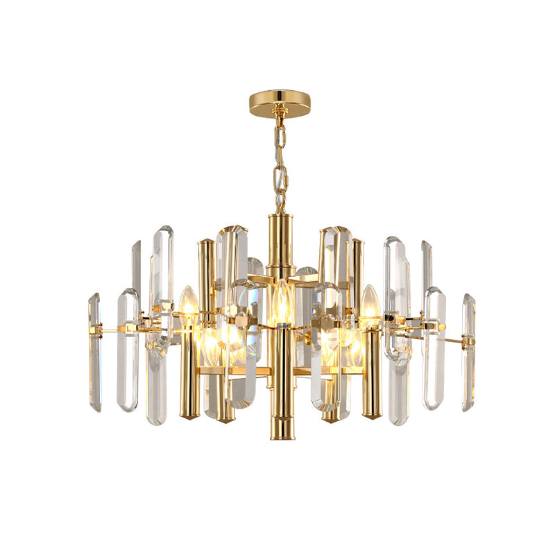 2 Tiers Living Room Chandelier Postmodern Crystal 8/10 Heads Polished Gold Pendant Ceiling Light - Rebooters