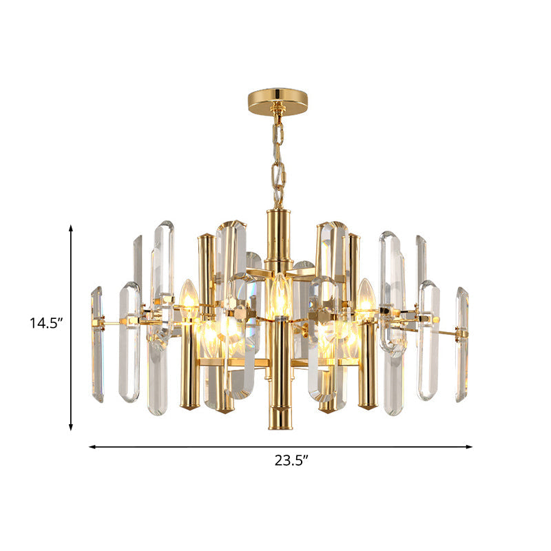 2 Tiers Living Room Chandelier Postmodern Crystal 8/10 Heads Polished Gold Pendant Ceiling Light - Rebooters