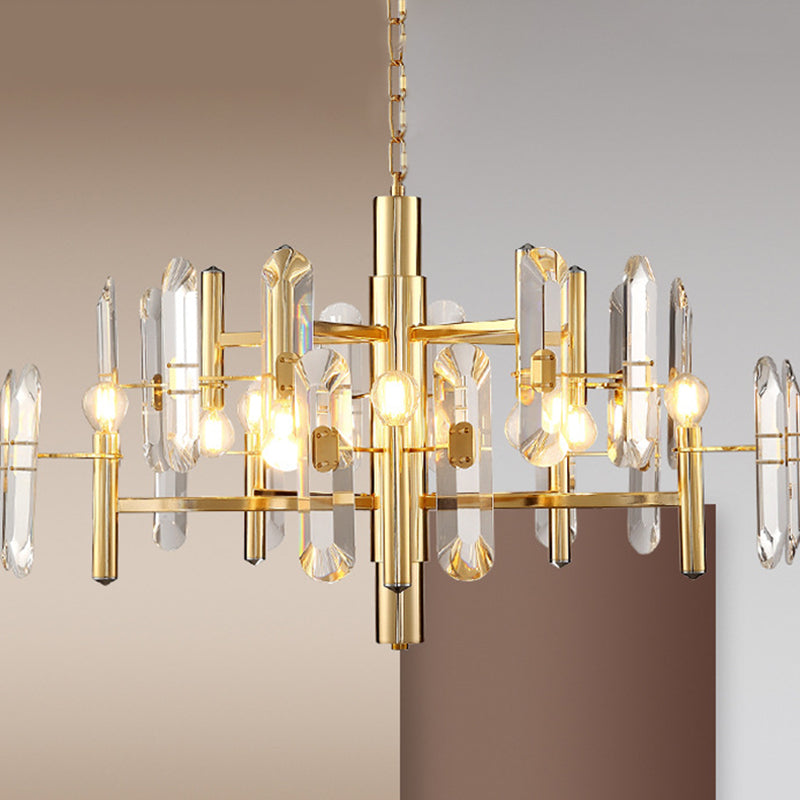 2 Tiers Living Room Chandelier Postmodern Crystal 8/10 Heads Polished Gold Pendant Ceiling Light - Rebooters