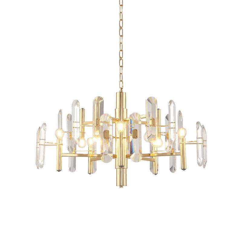 2 Tiers Living Room Chandelier Postmodern Crystal 8/10 Heads Polished Gold Pendant Ceiling Light - Rebooters