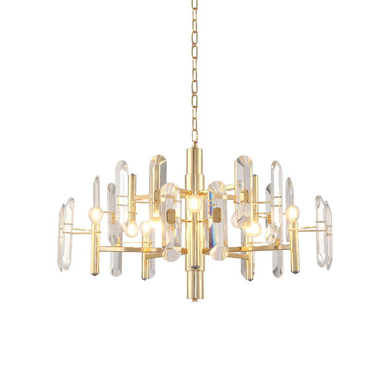 2 Tiers Living Room Chandelier Postmodern Crystal 8/10 Heads Polished Gold Pendant Ceiling Light - Rebooters