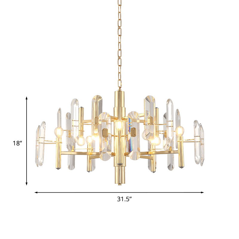 2 Tiers Living Room Chandelier Postmodern Crystal 8/10 Heads Polished Gold Pendant Ceiling Light - Rebooters