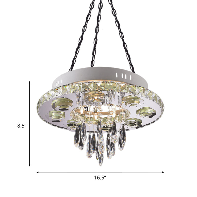 White 6 Lights Chandelier Contemporary Crystal Circular Pendant - Rebooters