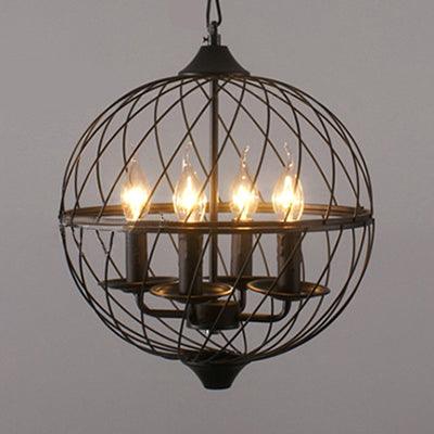 Iron Black Chandelier Lighting Global Mesh Shade 4 Bulbs - Rebooters