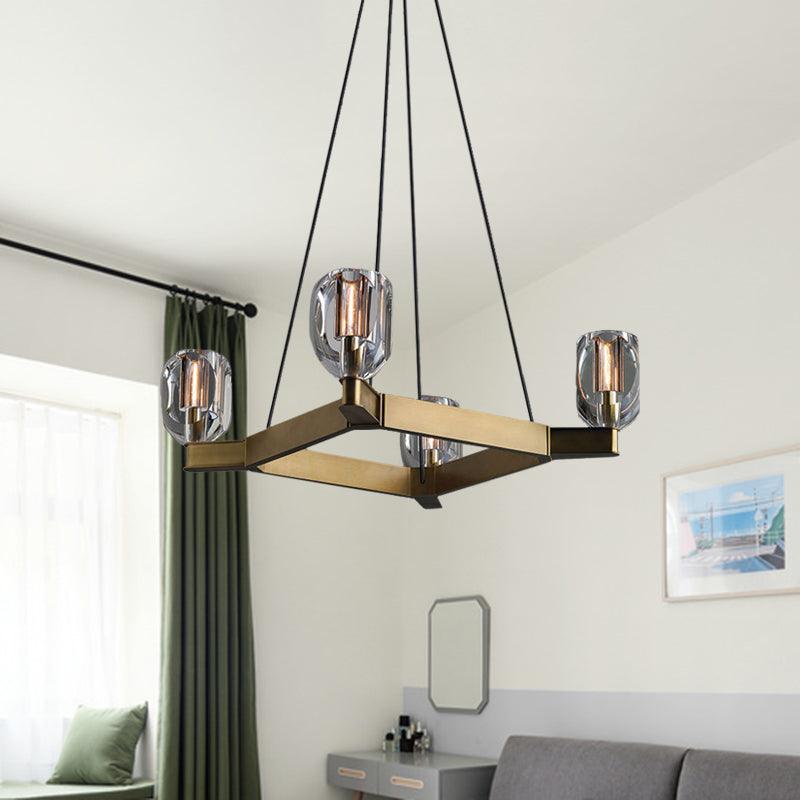 Antiqued Gold 4 Bulbs Hanging Light Postmodern Flower Chandelier - Rebooters