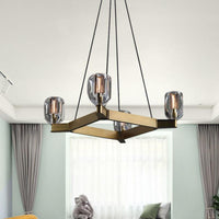 Antiqued Gold 4 Bulbs Hanging Light Postmodern Flower Chandelier - Rebooters