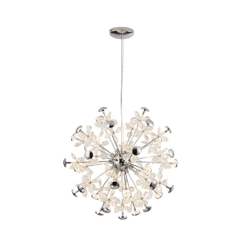 12 Heads Floral Crystal Chandelier Modern Chrome Starburst Lamp - Rebooters