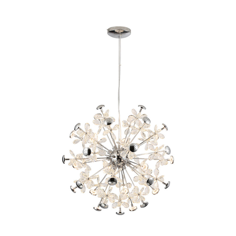 12 Heads Floral Crystal Chandelier Modern Chrome Starburst Lamp - Rebooters