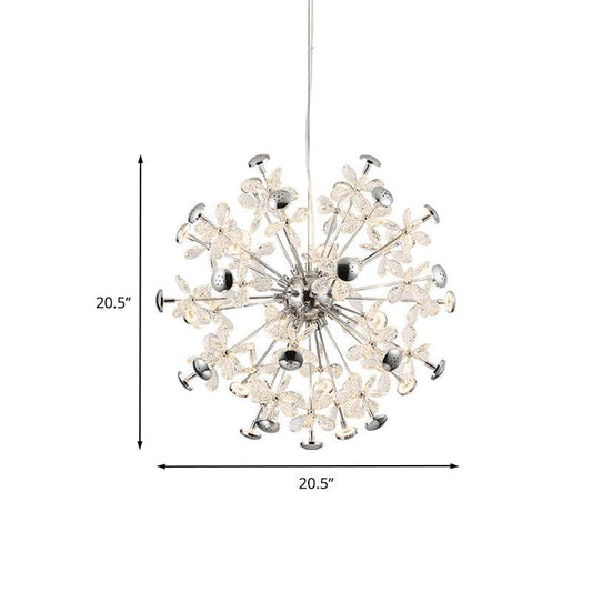 12 Heads Floral Crystal Chandelier Modern Chrome Starburst Lamp - Rebooters