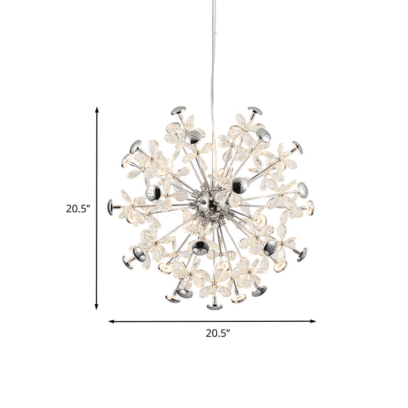 12 Heads Floral Crystal Chandelier Modern Chrome Starburst Lamp - Rebooters