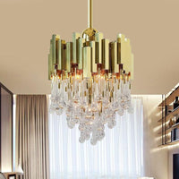 4 Lights Chandelier Contemporary Cascade Crystal Orb Lamp Gold - Rebooters