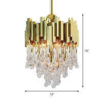 4 Lights Chandelier Contemporary Cascade Crystal Orb Lamp Gold - Rebooters