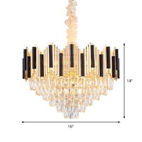 6-Light Crystal Prism Chandelier Modern Black-Gold Cone Lamp - Rebooters
