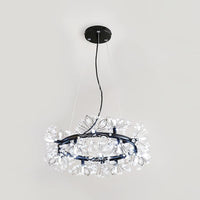 Black 18-Bulb Chandelier Lighting Modern Floral Crystal Lamp - Rebooters