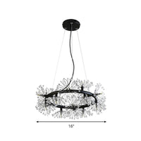 Black 18-Bulb Chandelier Lighting Modern Floral Crystal Lamp - Rebooters